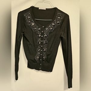 Vintage allanah hill 12 bejeweled cardigan black
